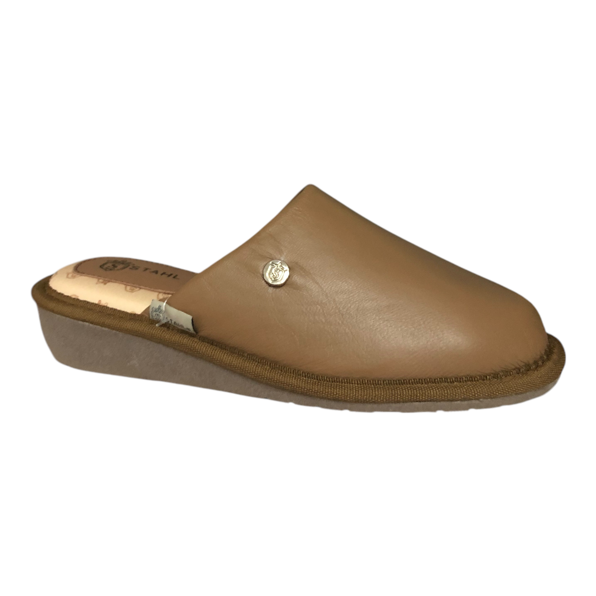 Pantufla Piel Genuina Para Dama Color Miel STAHL
