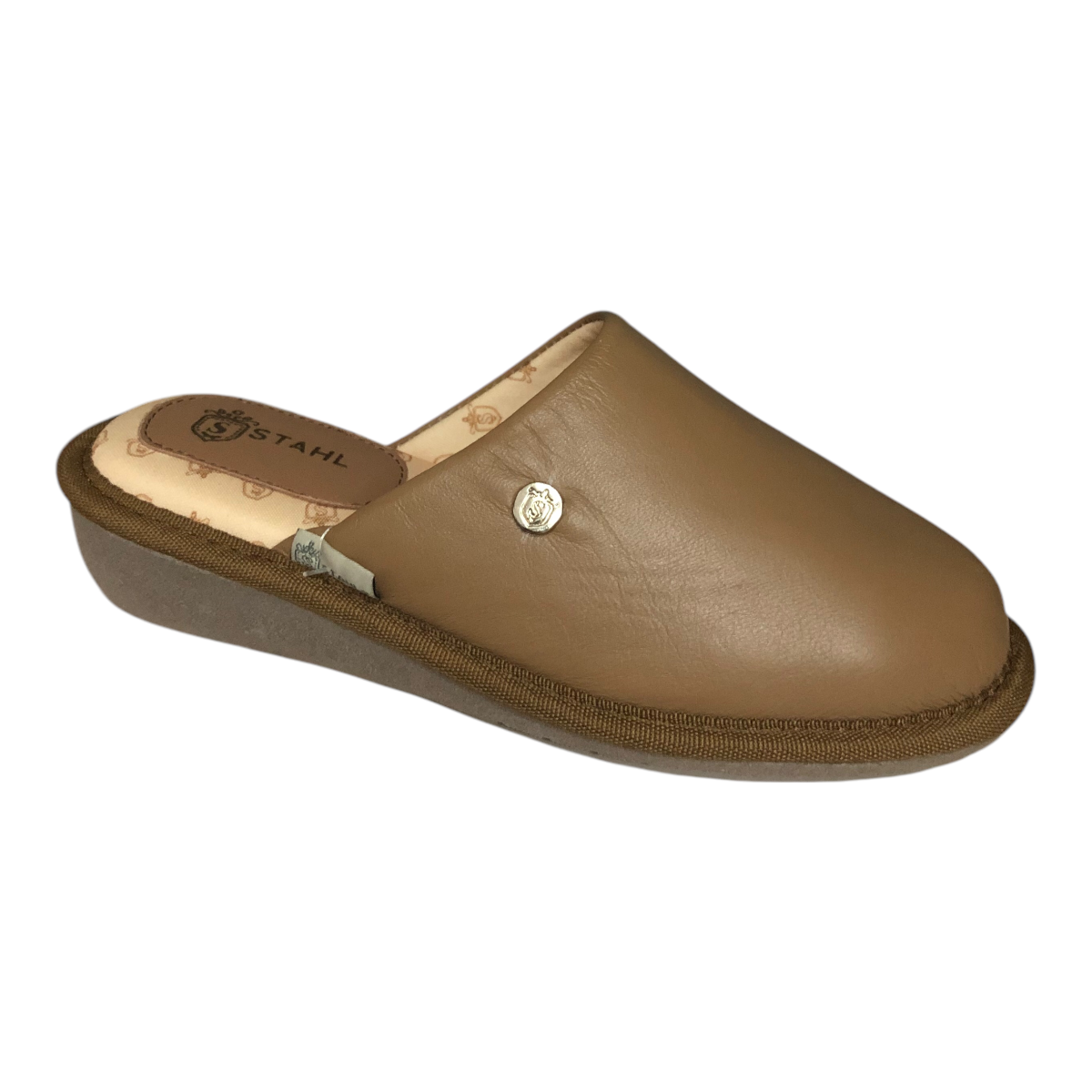Pantufla Piel Genuina Para Dama Color Miel STAHL