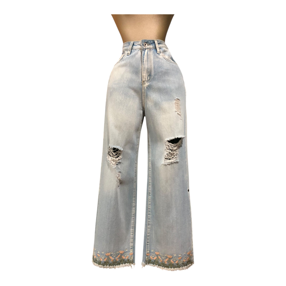 Pantalón De Mezclilla Flores Para Dama ERIVEL