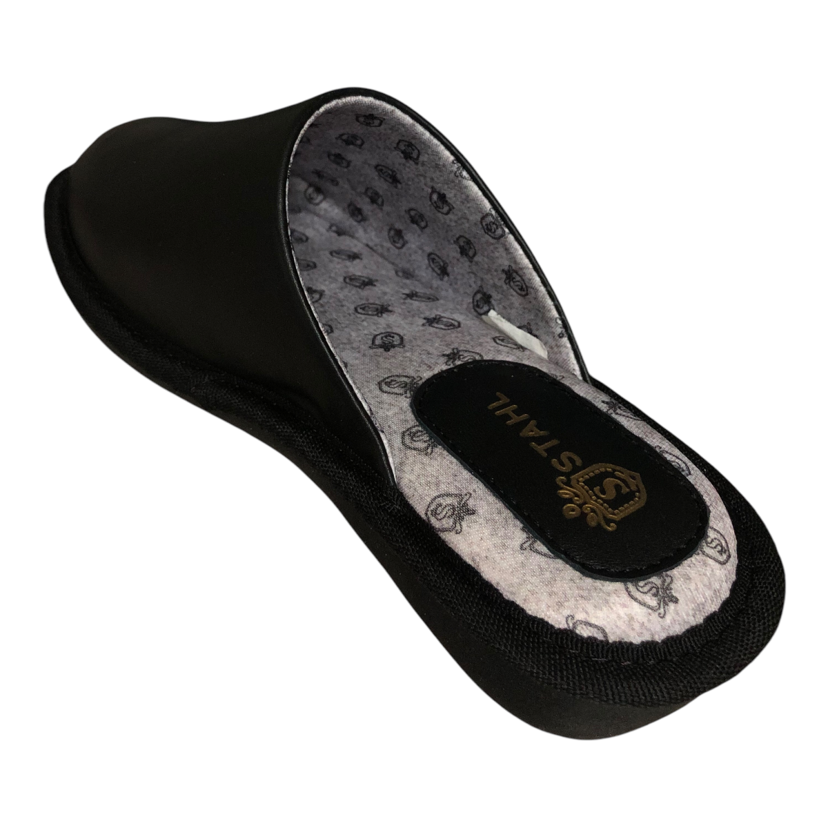 Pantufla Piel Genuina Para Dama Color Nergro STAHL
