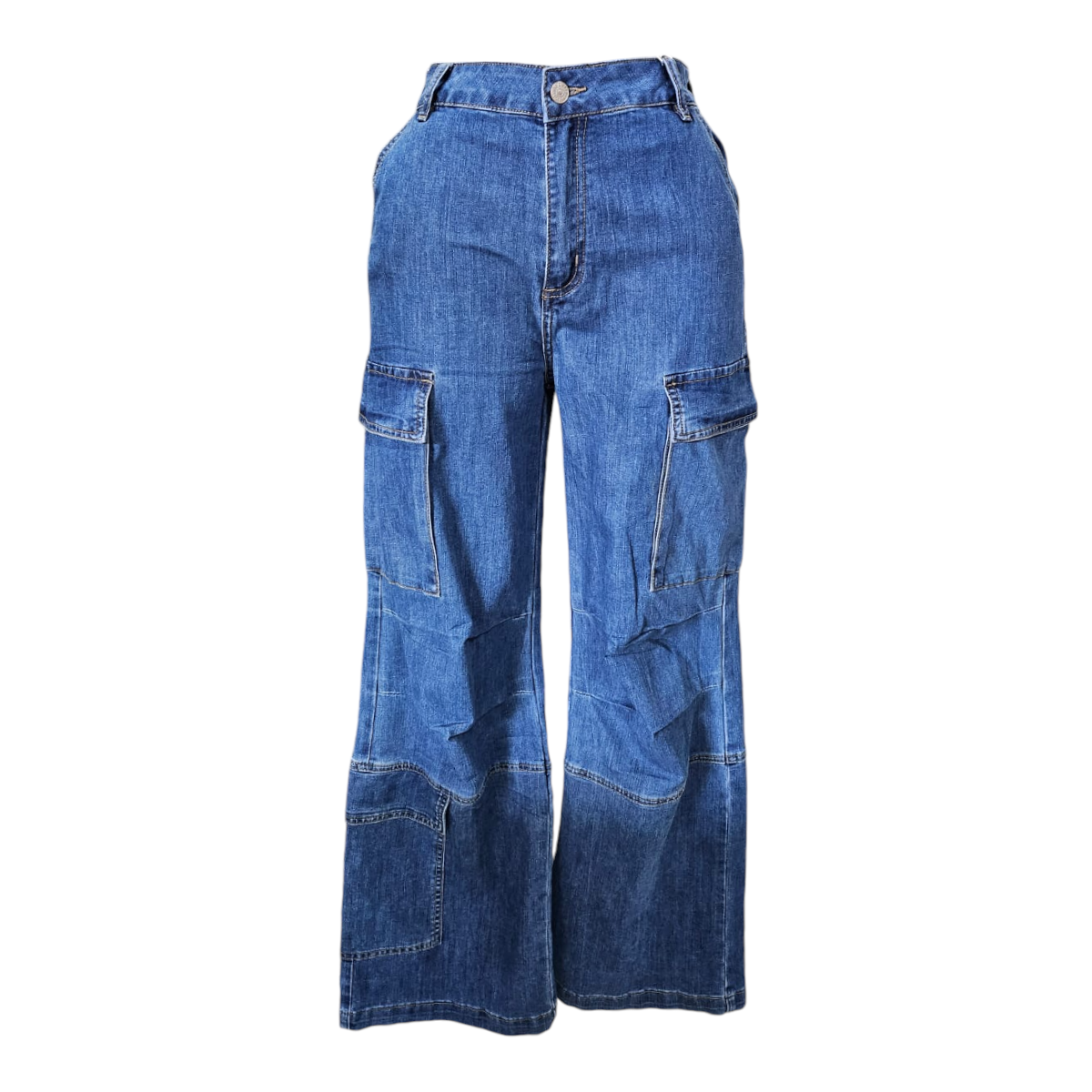 Pantalón Cargo De Mezclilla Bolsillos Para Dama LC