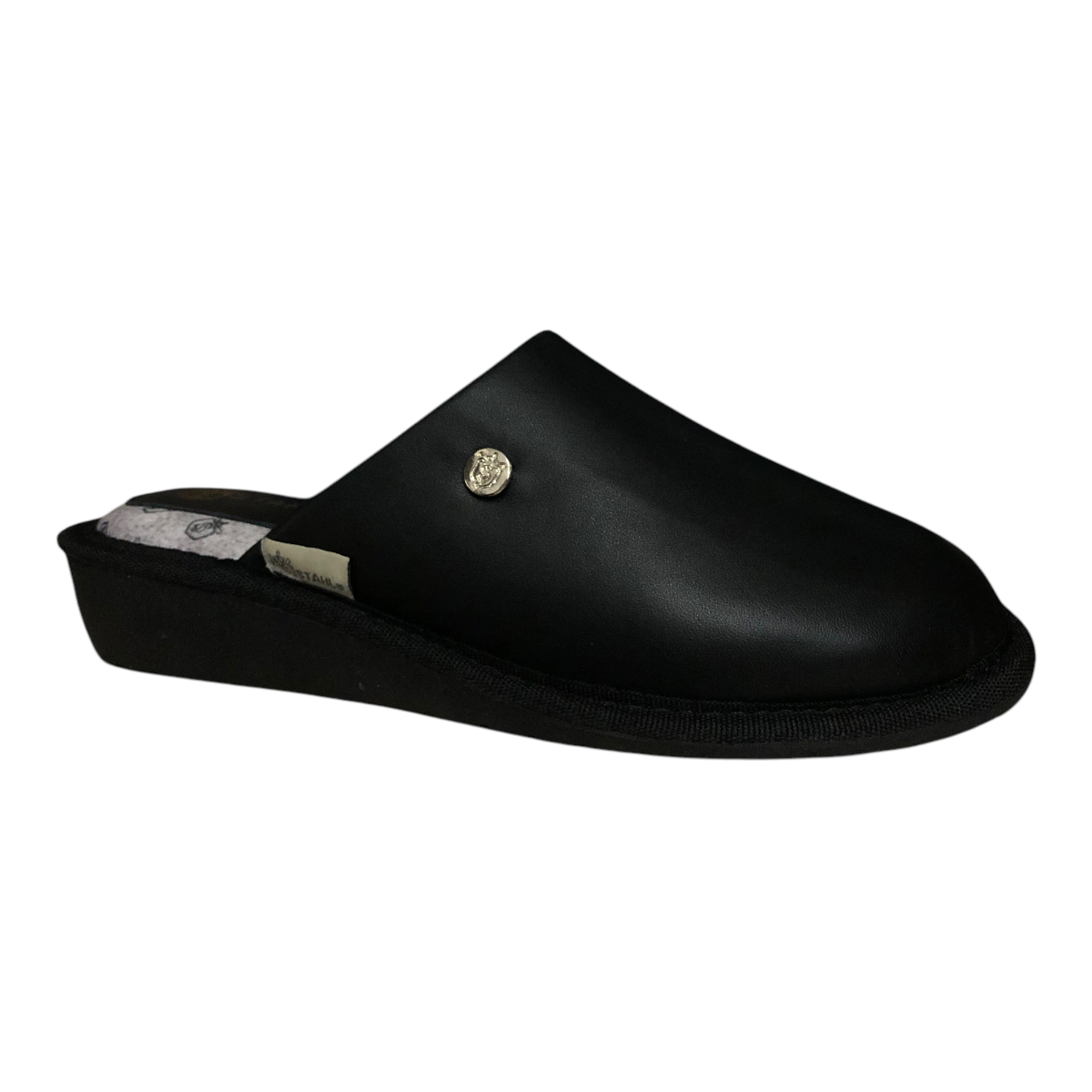 Pantufla Piel Genuina Para Dama Color Nergro STAHL