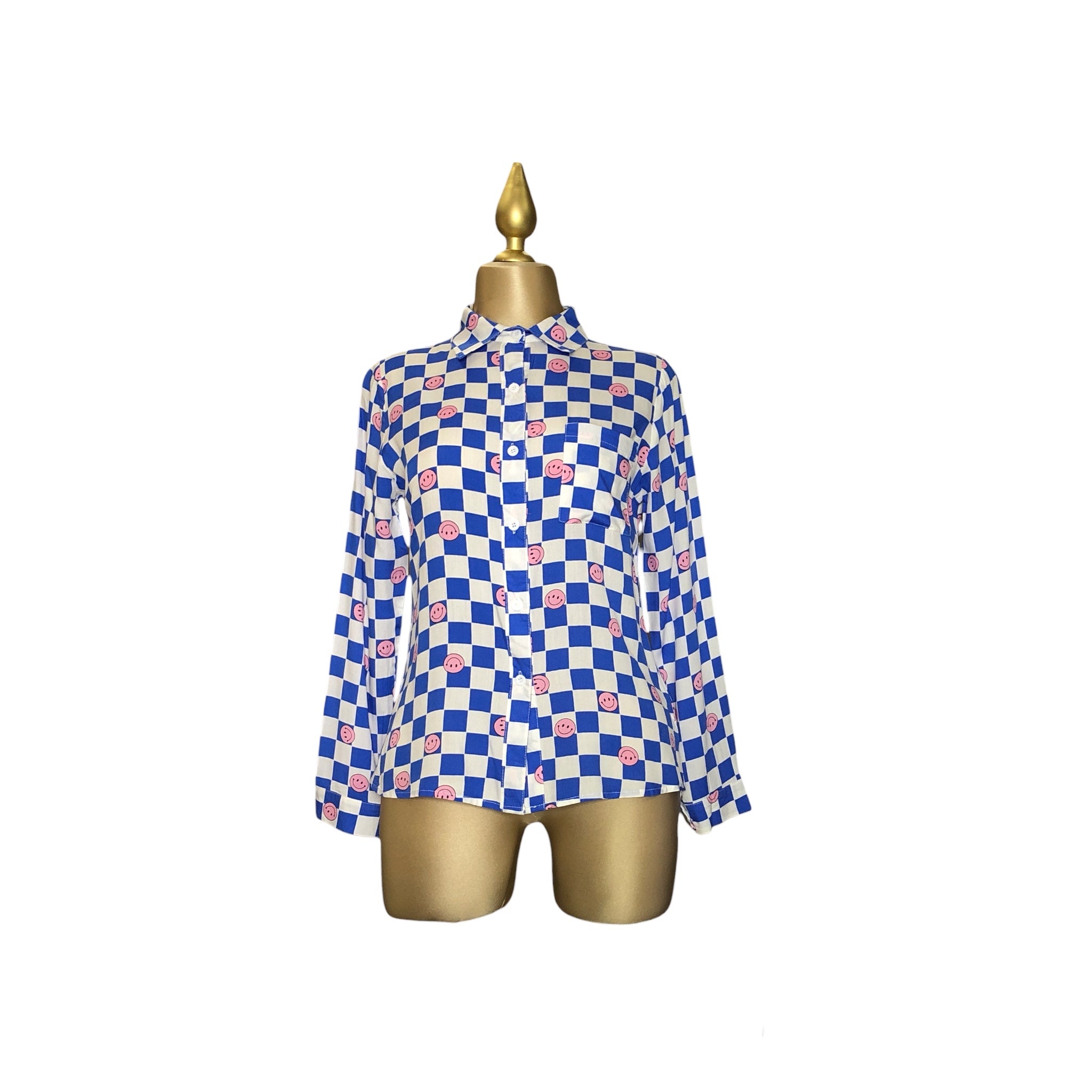 Camisa con estampado caritas curvy LC