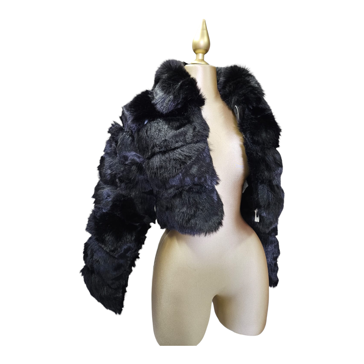 Chamarra Con Peluche Color Negro LC