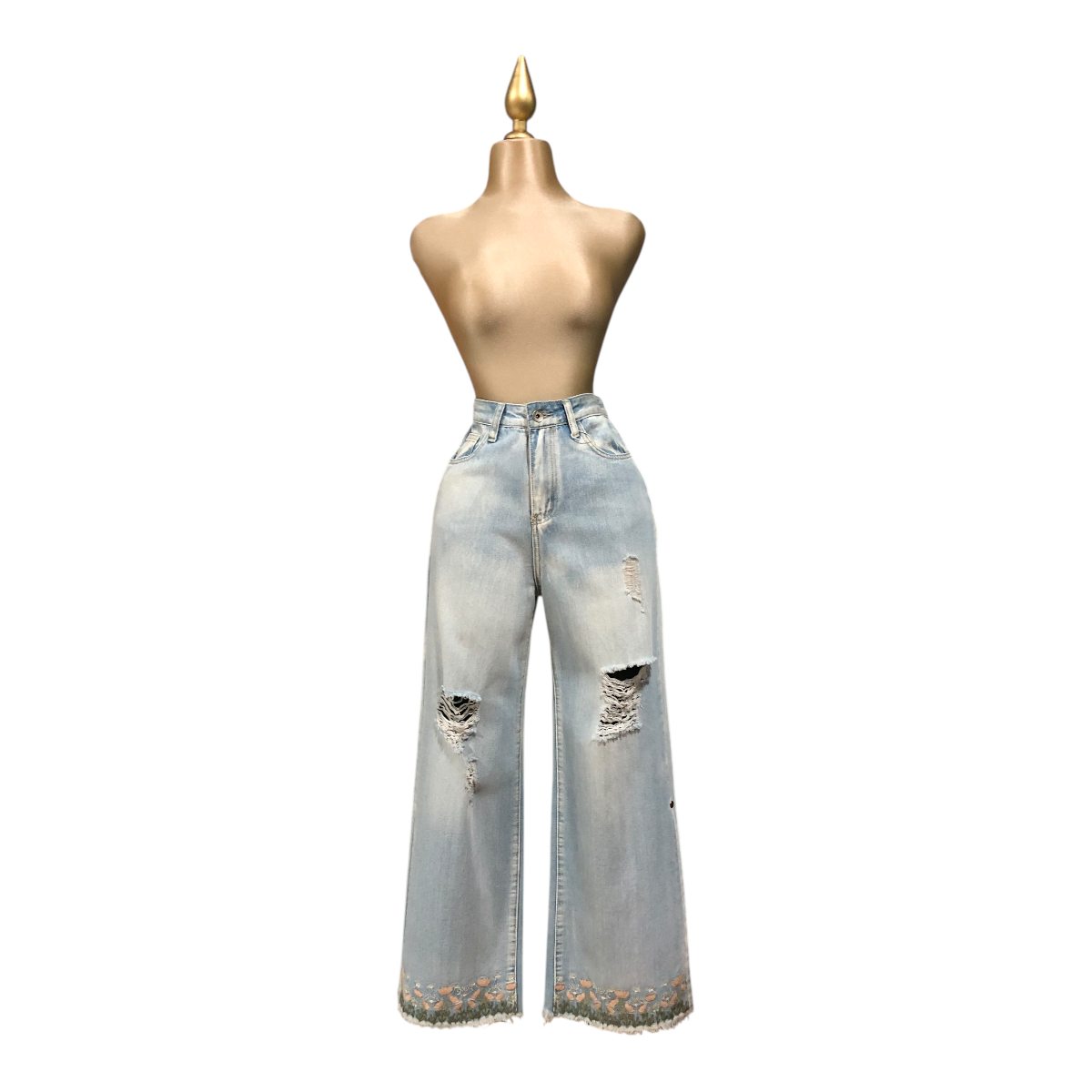 Pantalón De Mezclilla Flores Para Dama ERIVEL