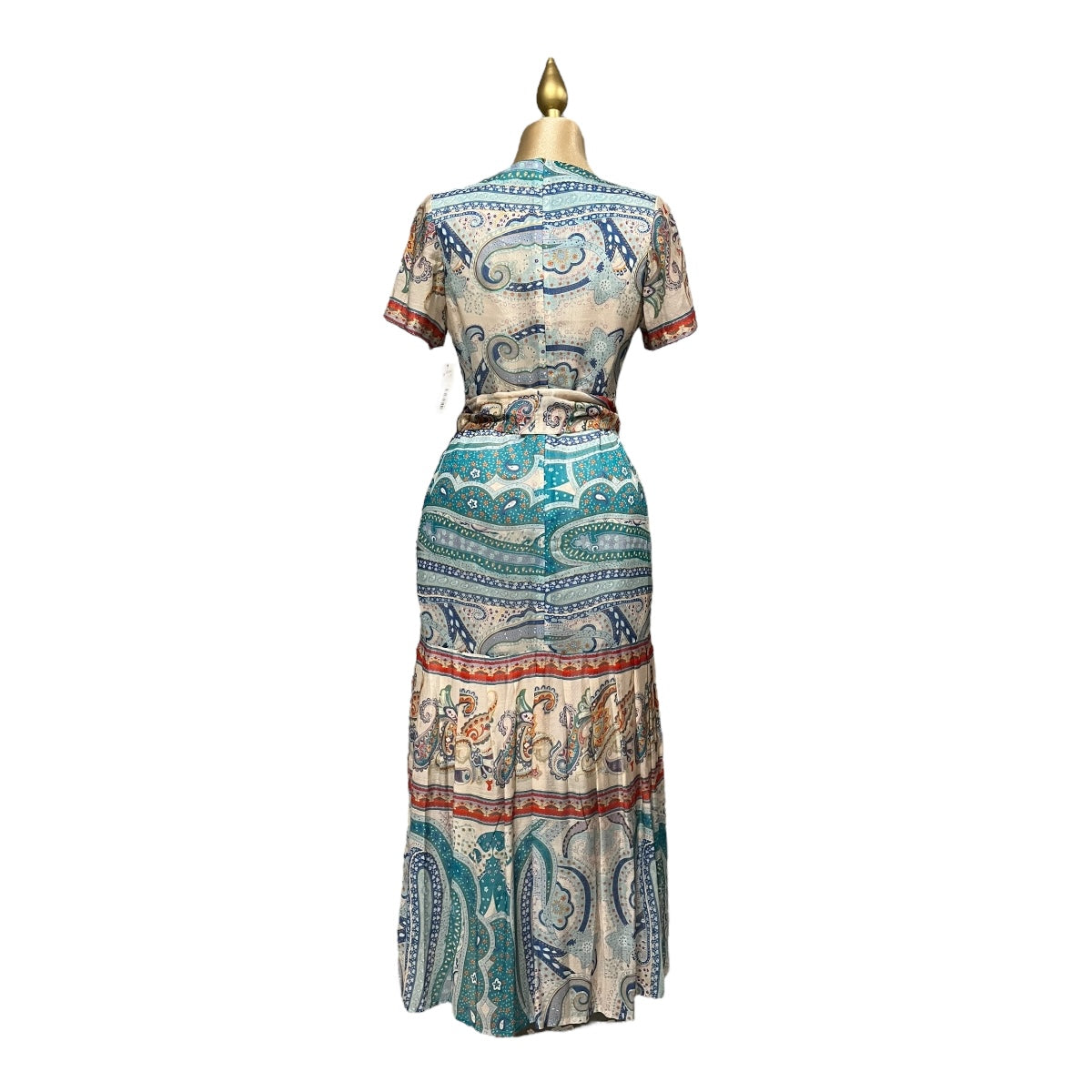 Vestido Estampado Multicolor Con Cinturón