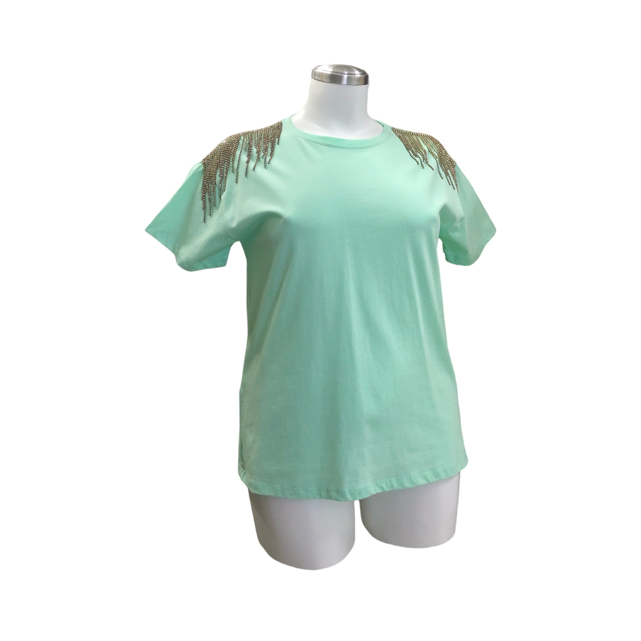 Playera Con Pedrería en Hombro LC