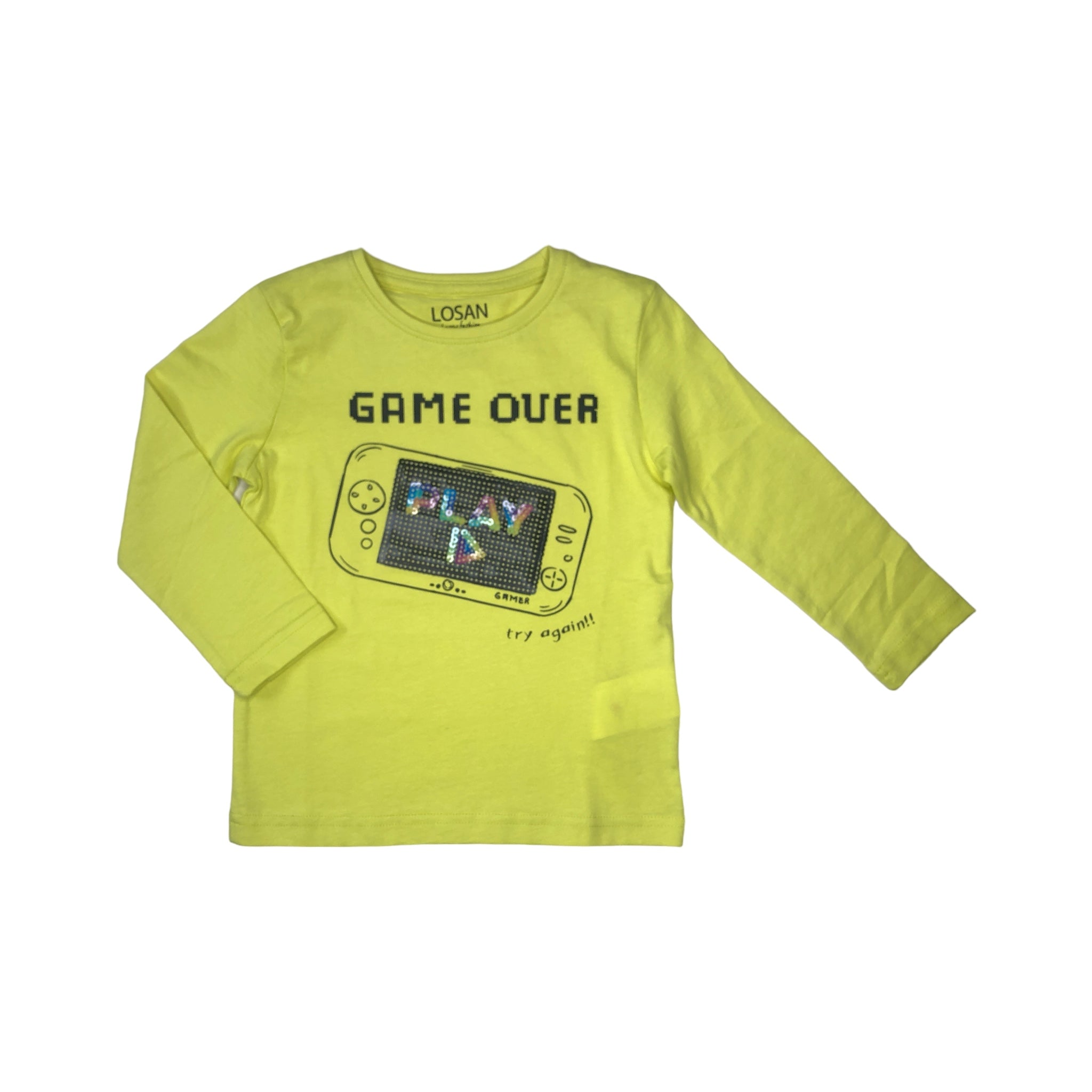 Playera “GAME OVER” verde pistacho para niño Losan