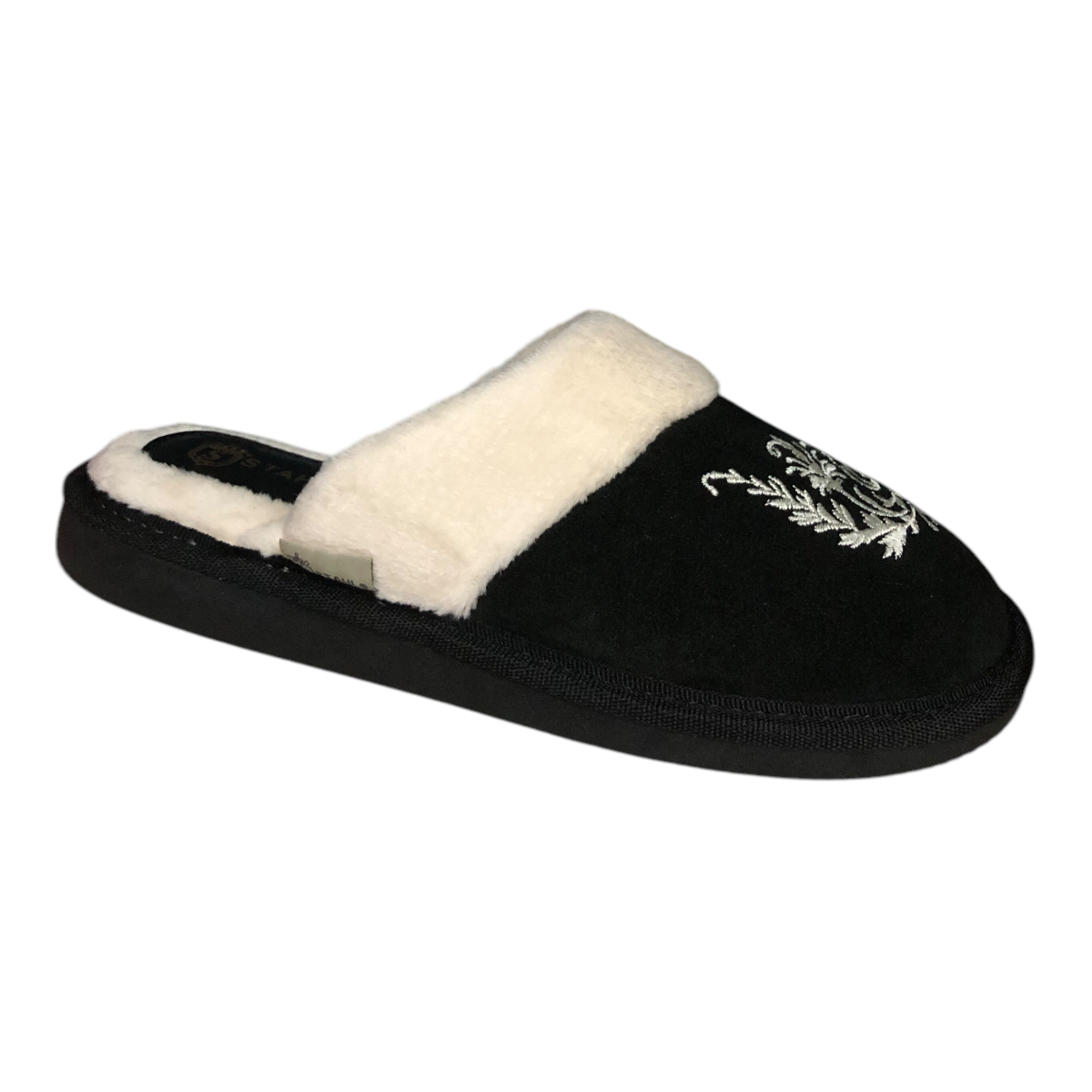 Pantufla de gamuza genuina negro dama STAHL