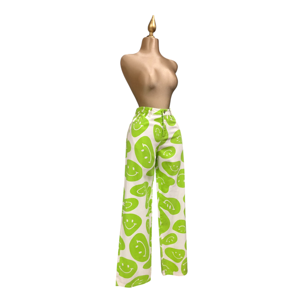 Pantalón con estampado de caritas verde Erivel