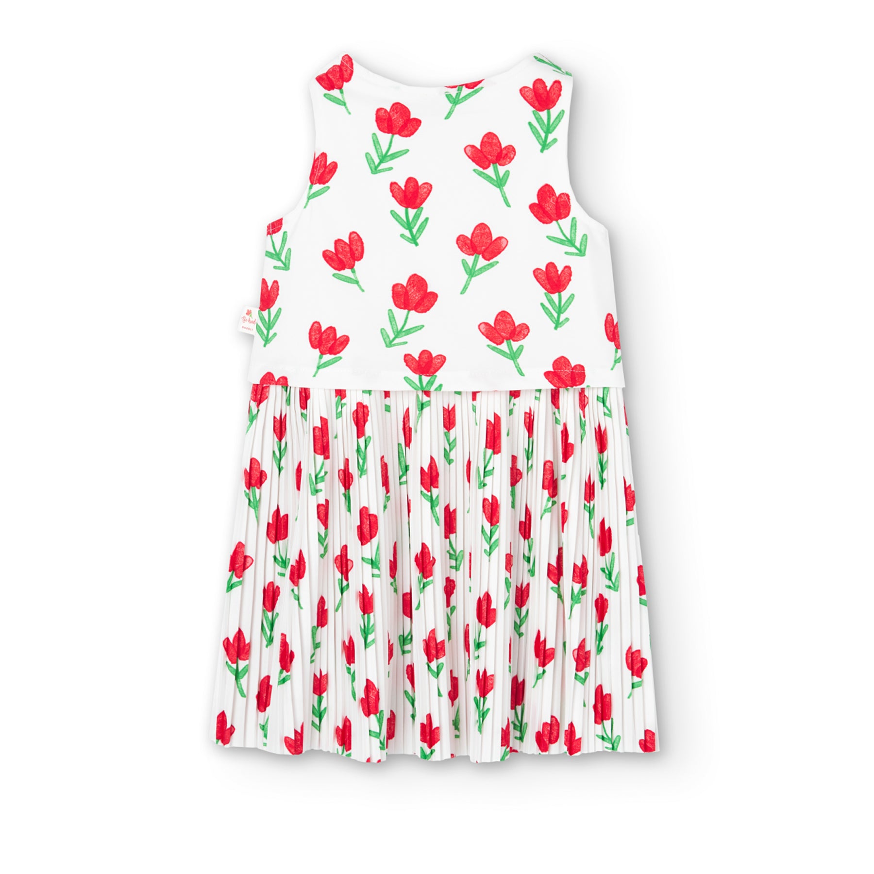 Vestido De Punto Plisado Estampado Flores Para Niña BOBOLI