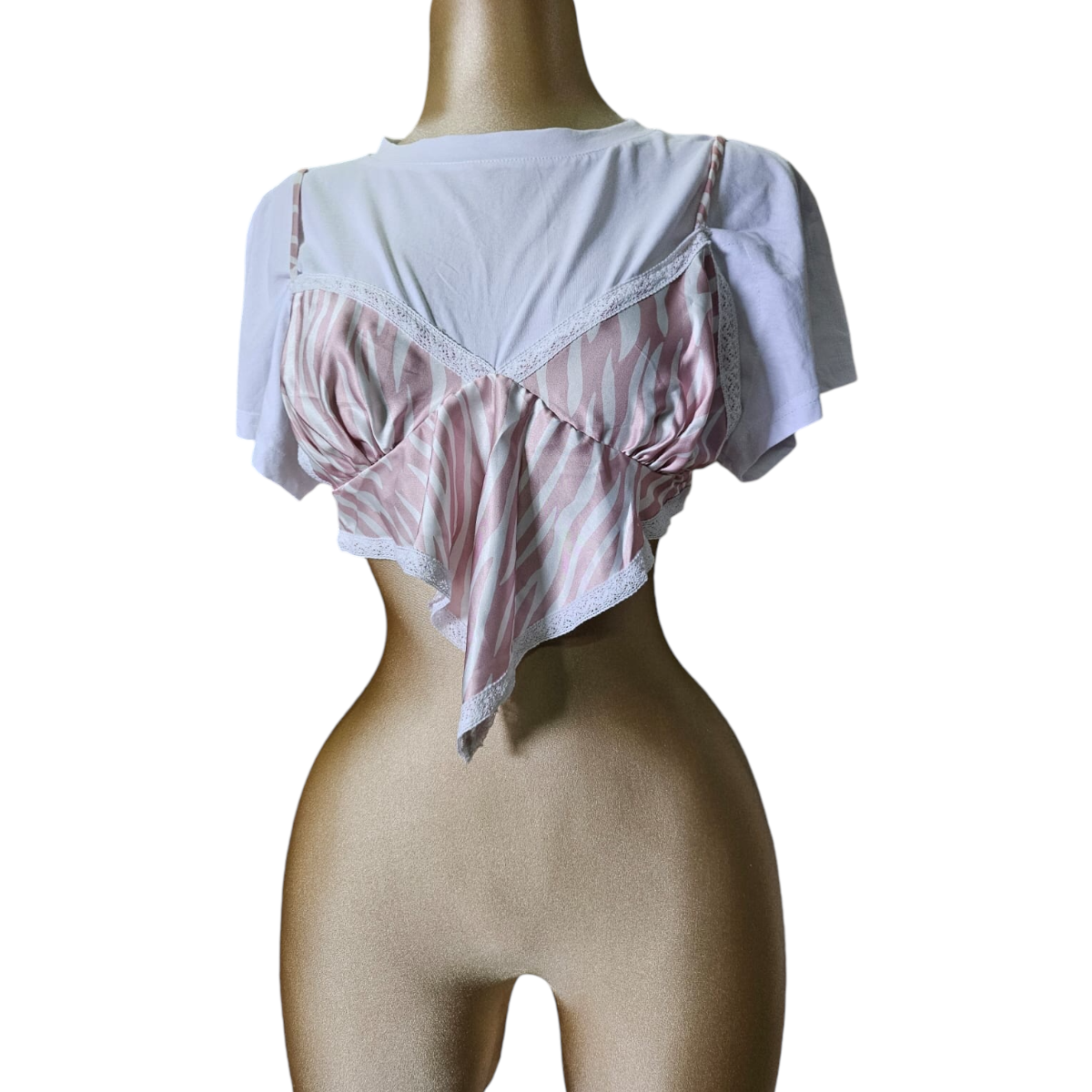 Playera Top Para Dama Color Rosa/Blanco BALBOA LOS ANGELES