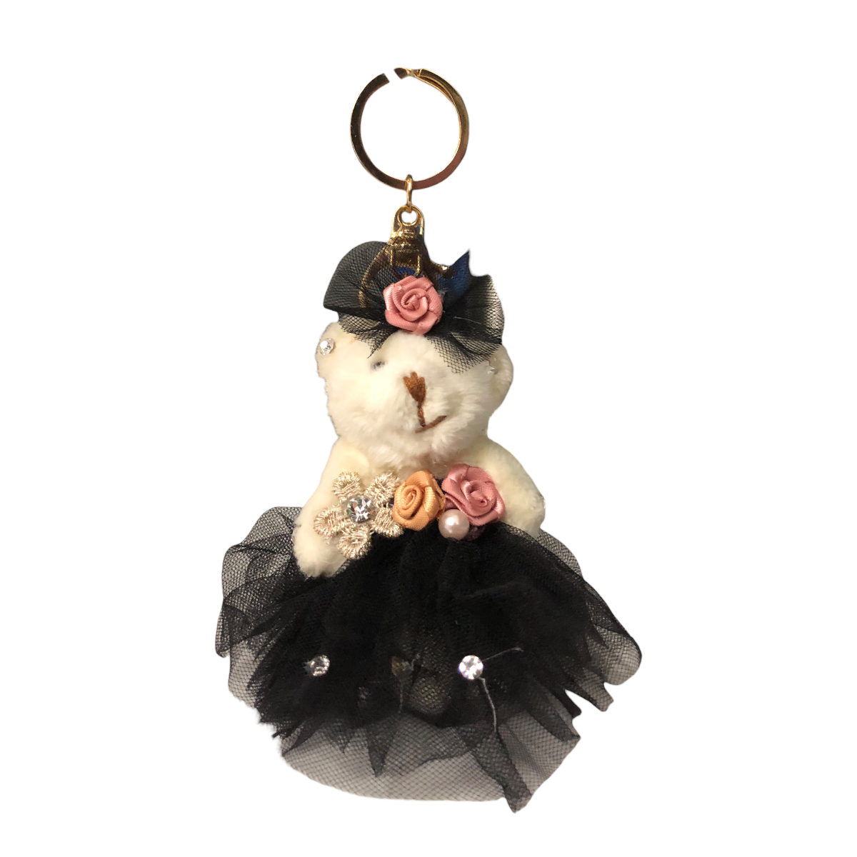 Llavero Osito Con Vestido De Peluche