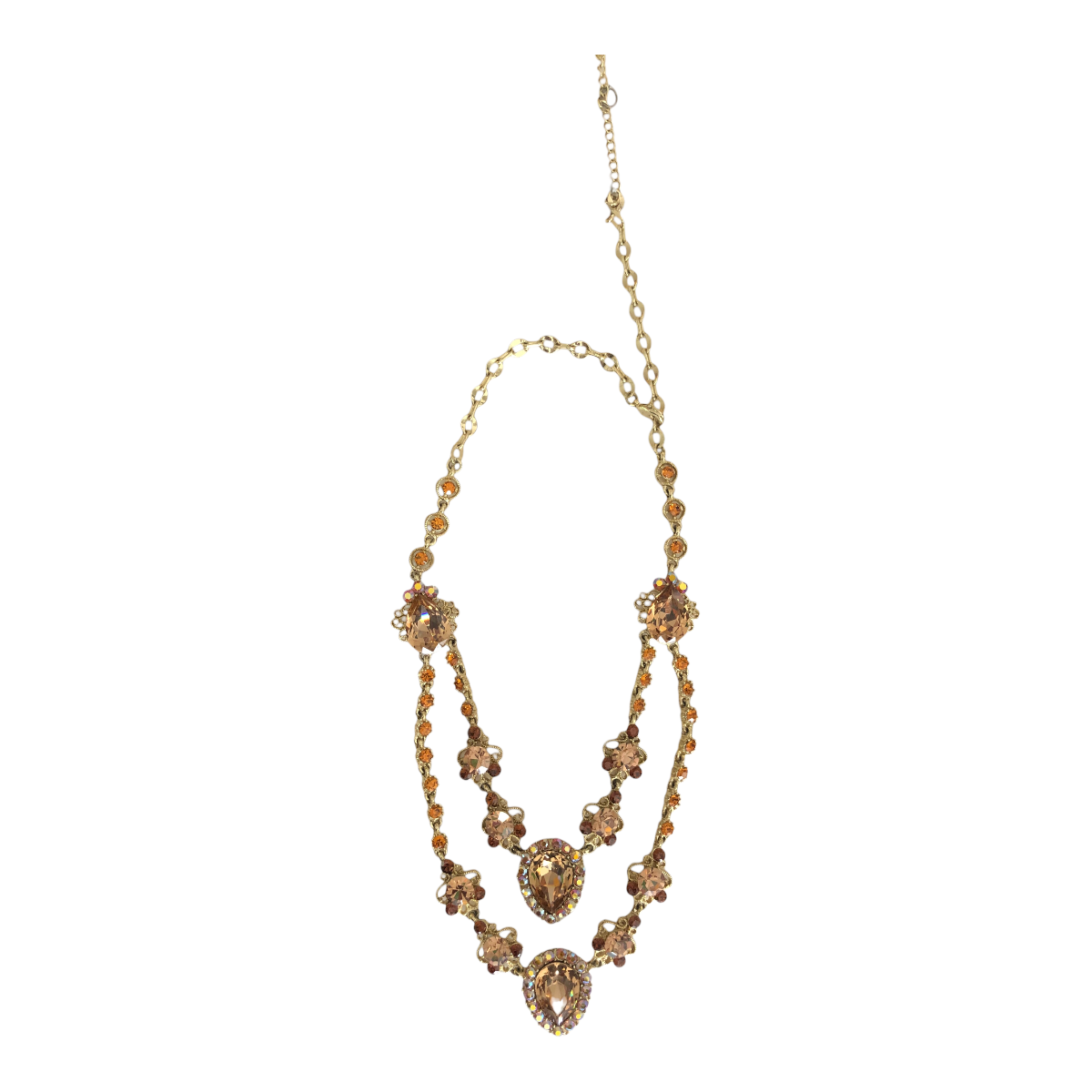 Collar Con Aretes Tonos Dorados Cristal Checo