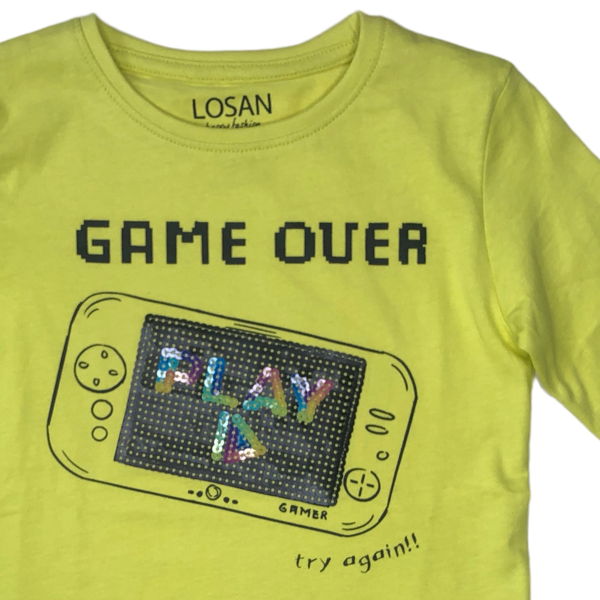 Playera “GAME OVER” verde pistacho para niño Losan