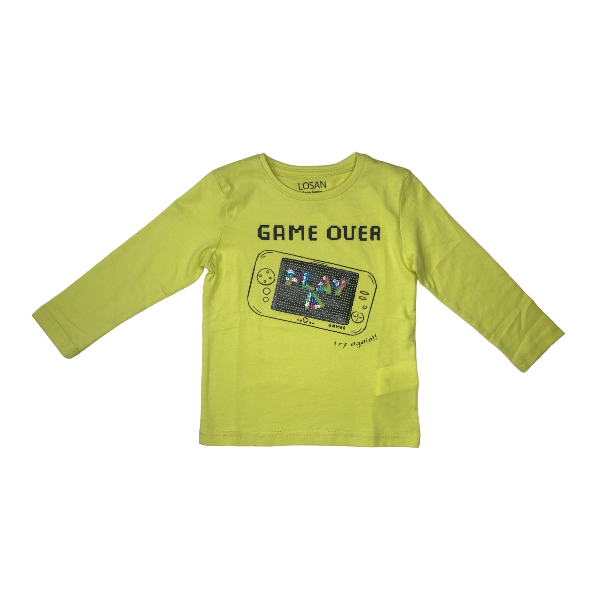 Playera “GAME OVER” verde pistacho para niño Losan