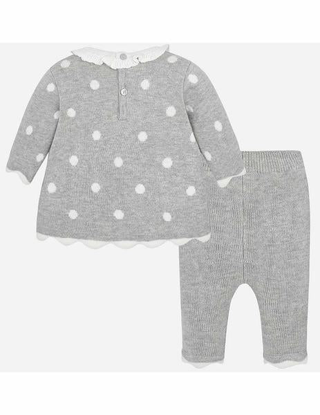 Conjunto De Vestido Y Pantalón Gris Para Bebé Niña Mayoral
