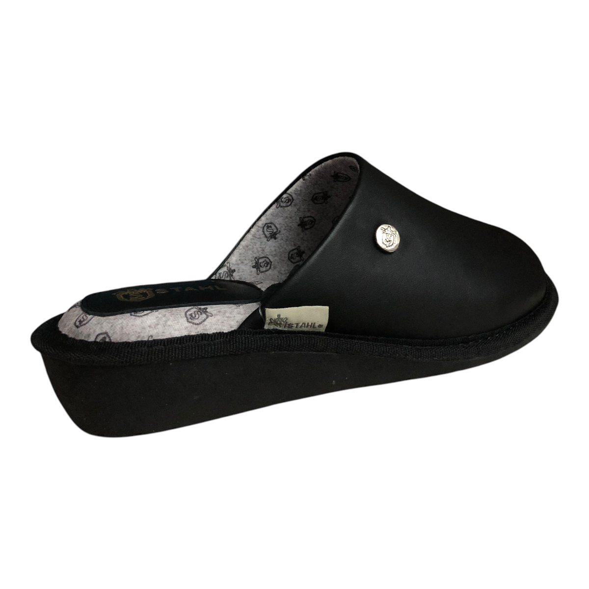 Pantufla Piel Genuina Para Dama Color Nergro STAHL