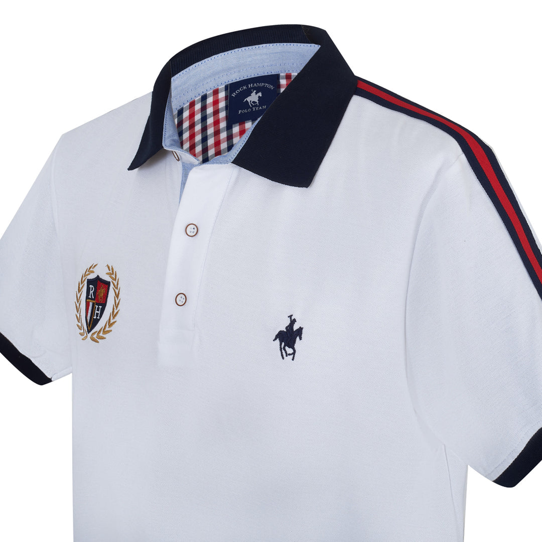Playera Polo Atemporal Blanca Rock Hampton Polo Team