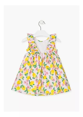 Vestido estampado limones para niña LOSAN