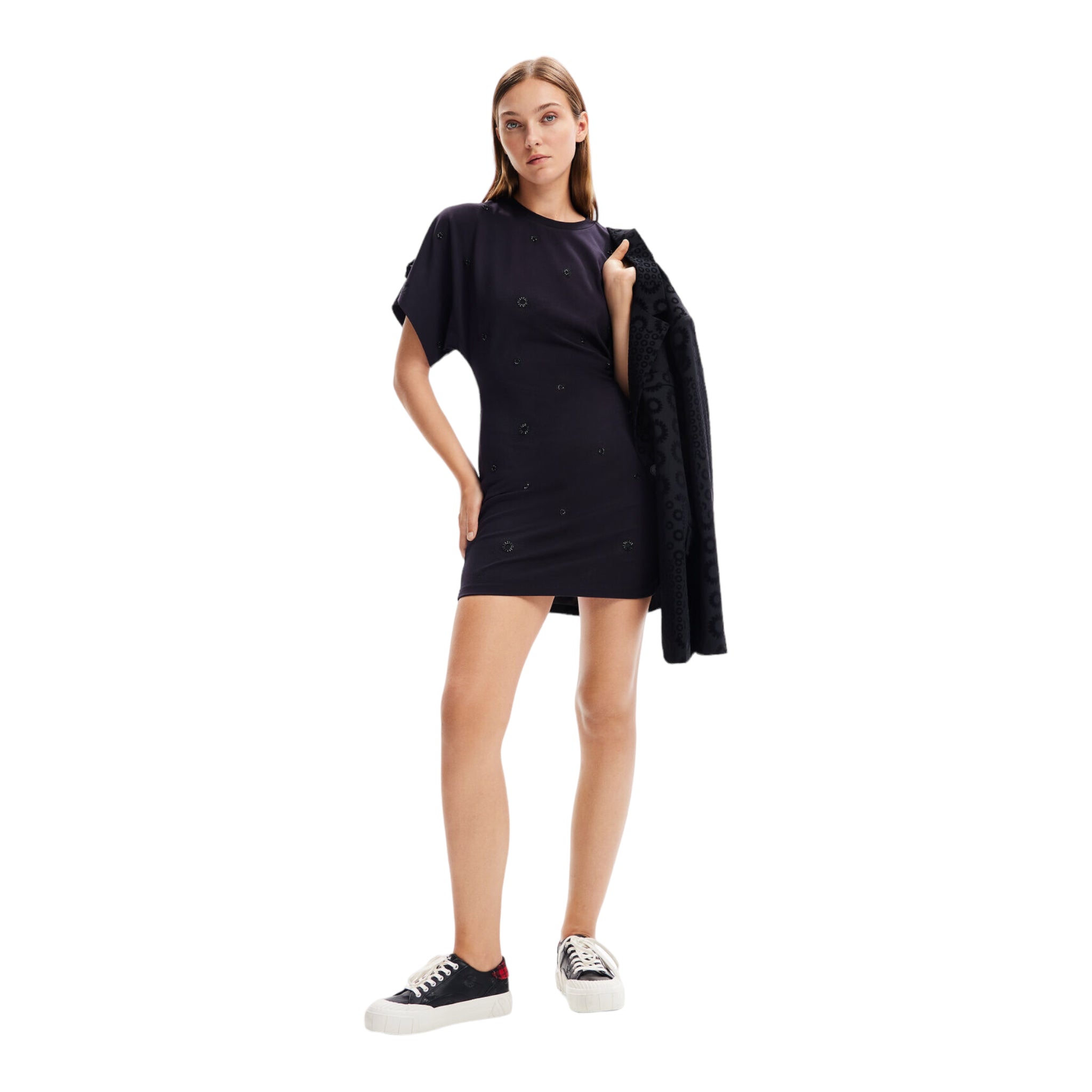 Vestido negro detalles DESIGUAL