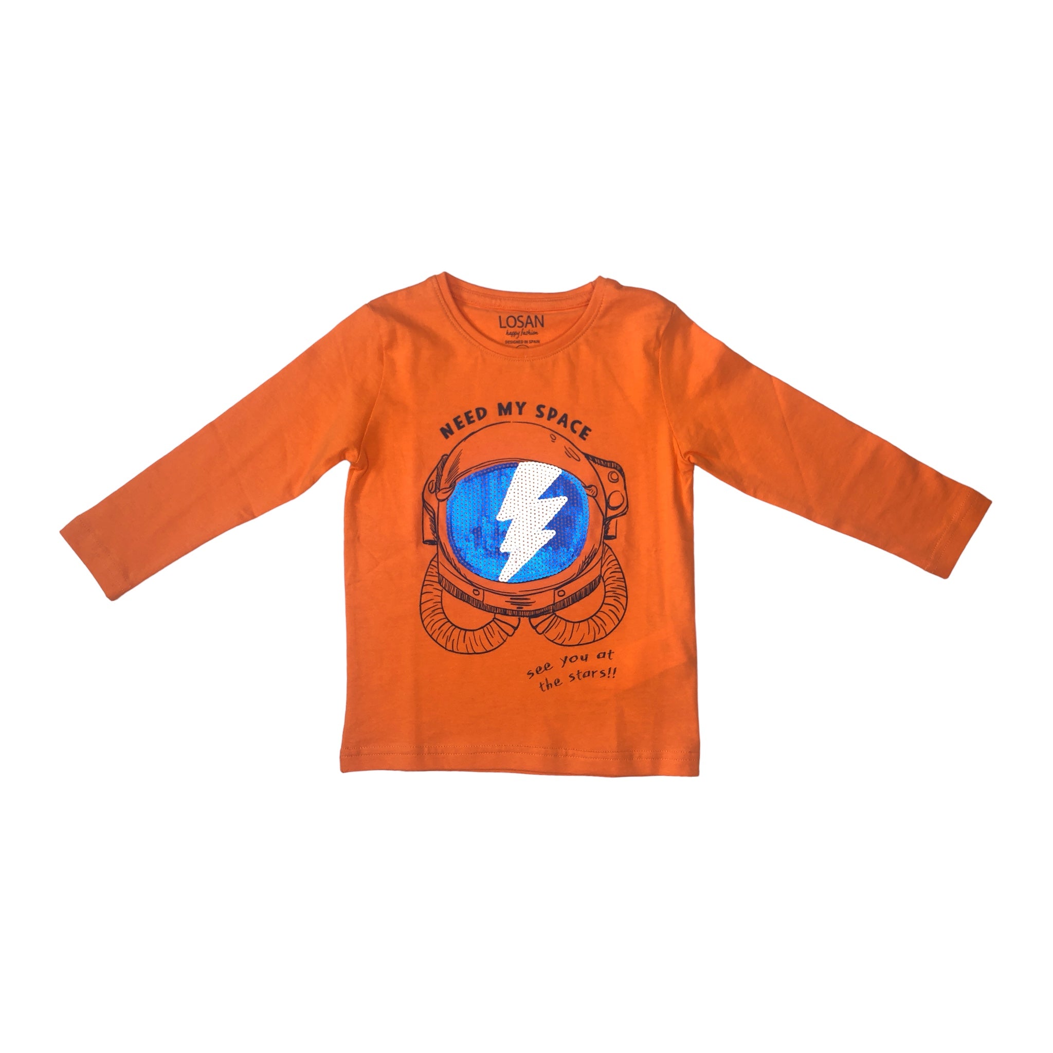 Playera "Need My Space" naranja para niño LOSAN.