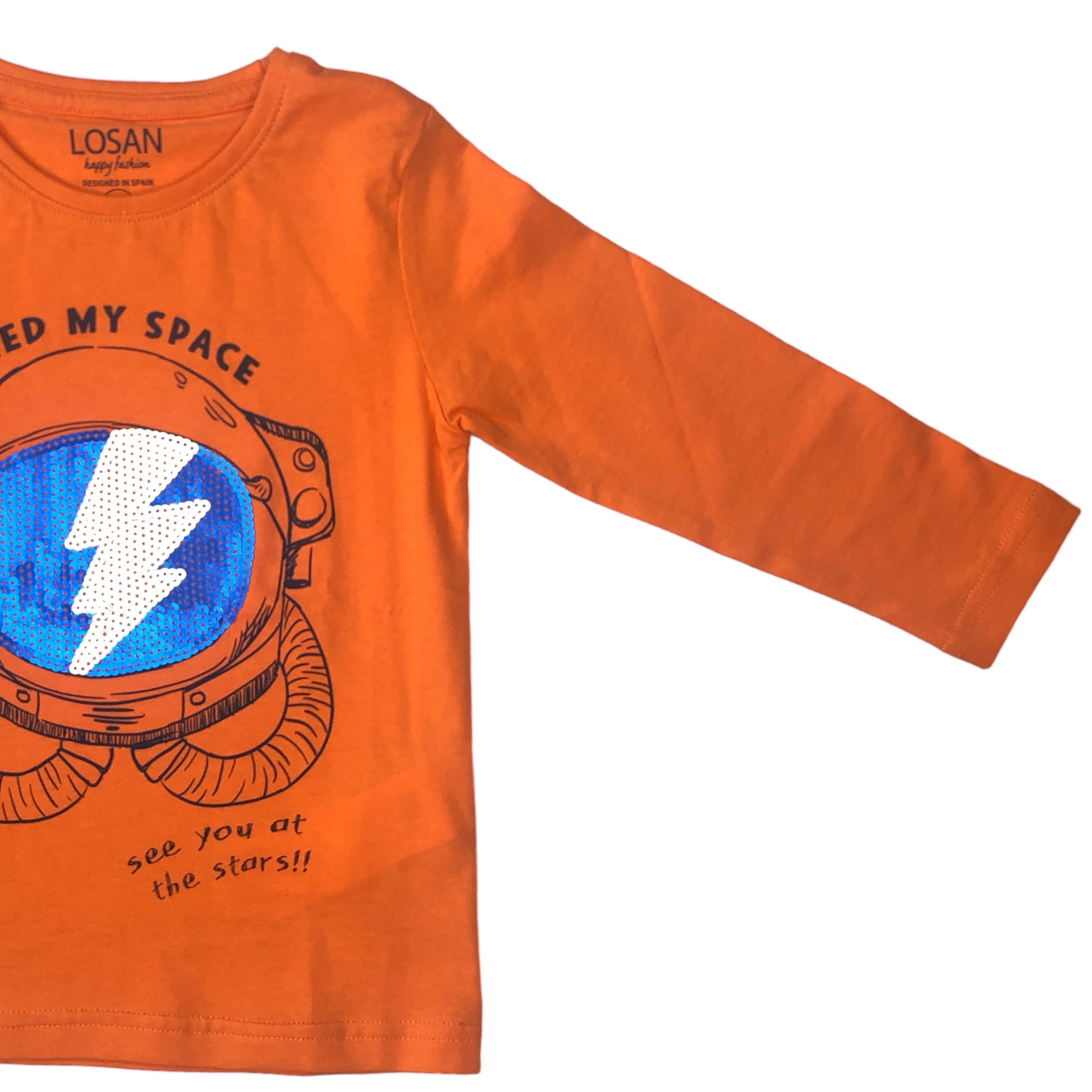 Playera "Need My Space" naranja para niño LOSAN.