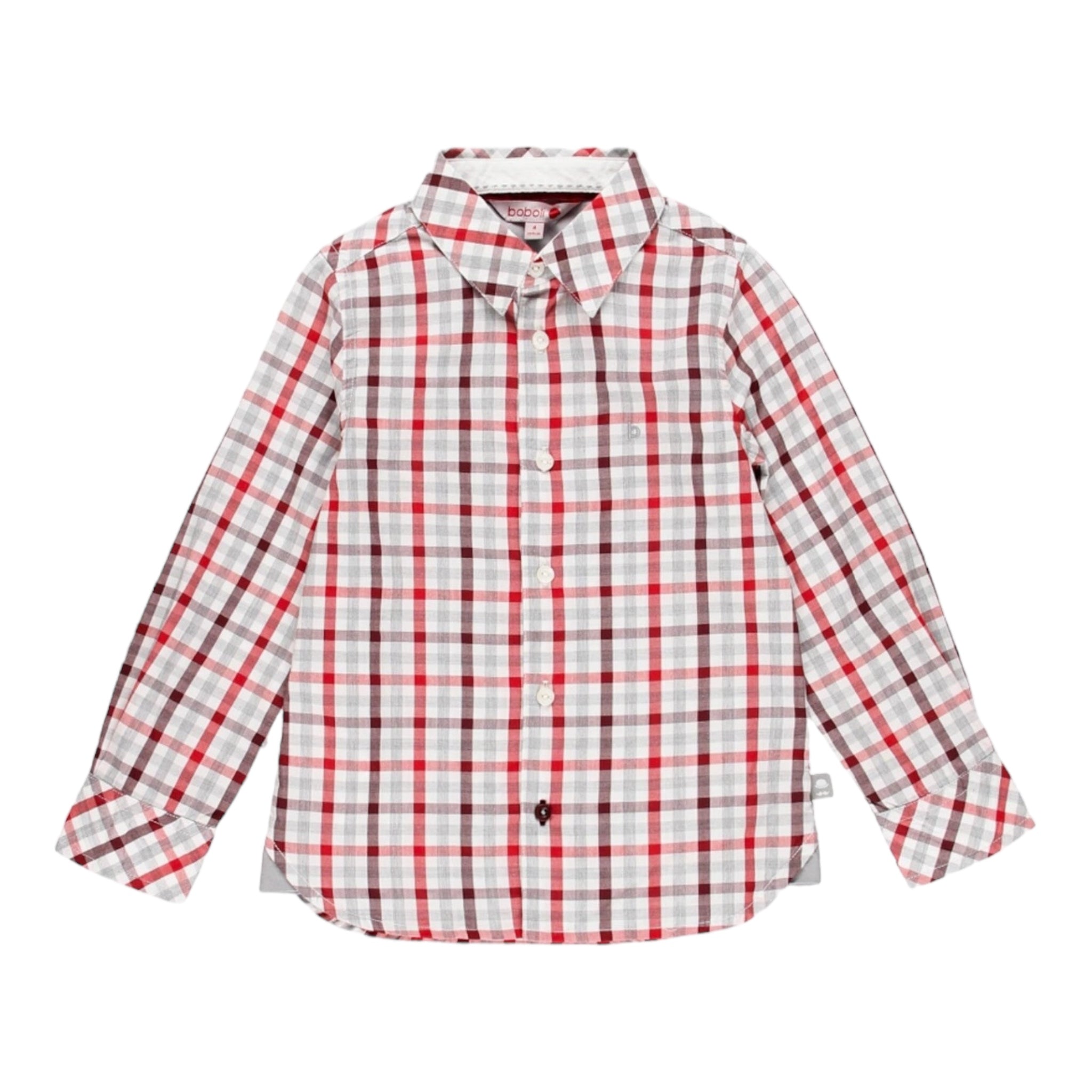 Camisa cuadros rojo/gris niño BOBOLI