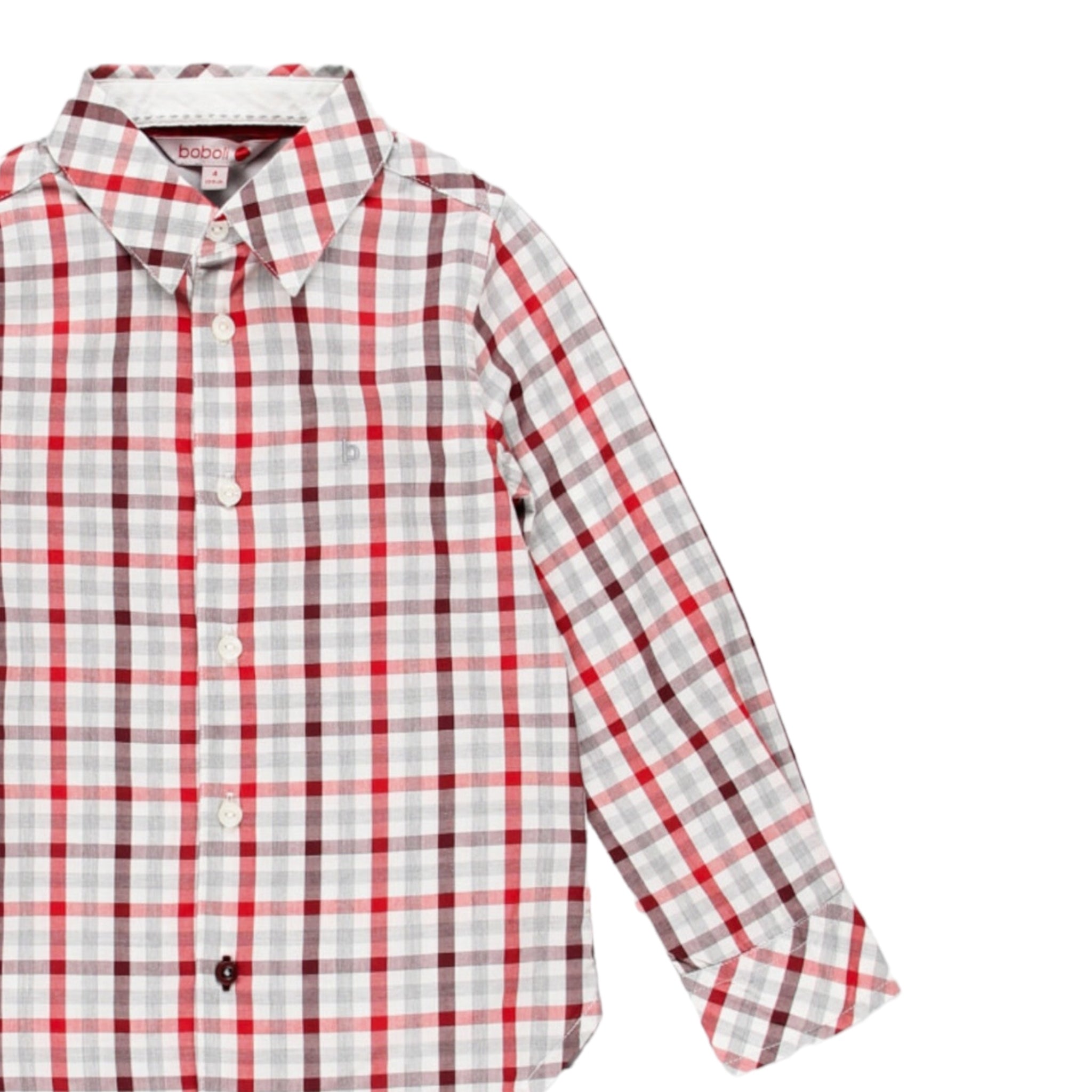 Camisa cuadros rojo/gris niño BOBOLI