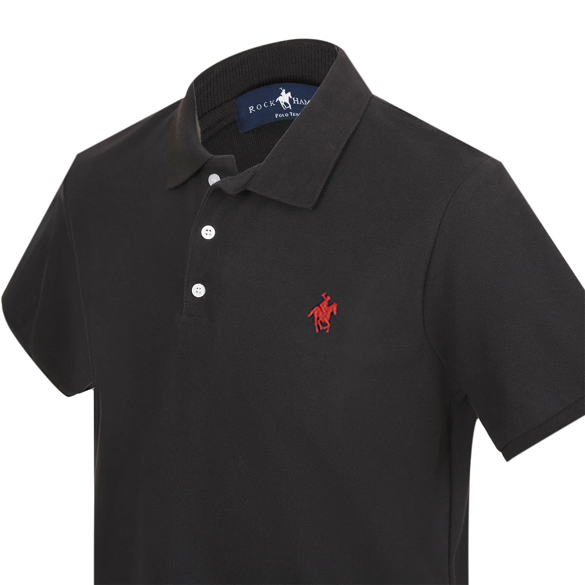 Playera Polo Lisa Color Negro Rock Hampton Polo Team