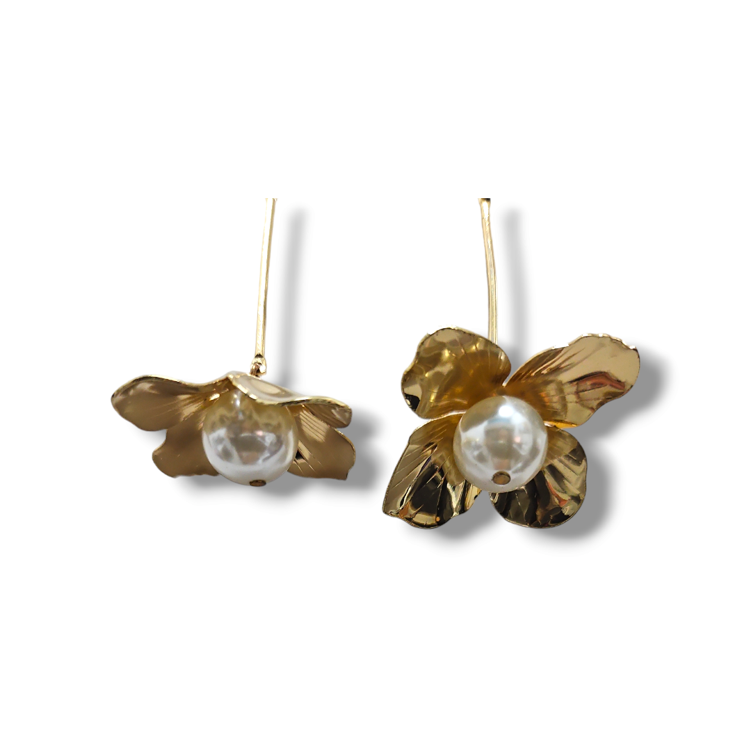 LOB aretes flores invertidas oro