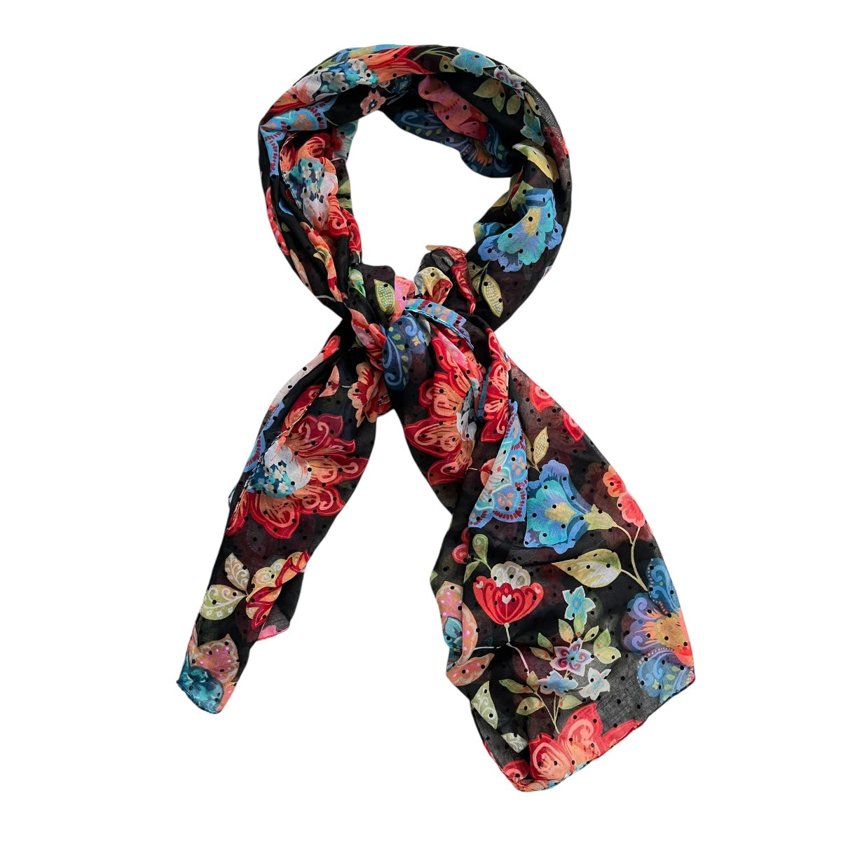 Pashmina "Caribou" Negro Flores Dama DESIGUAL