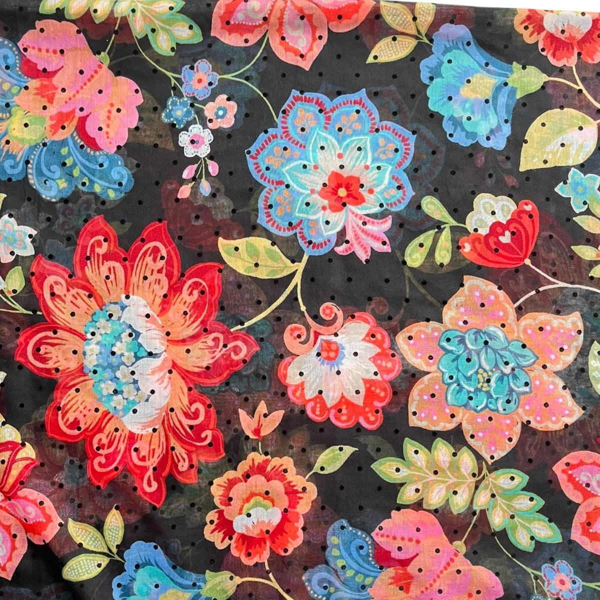 Pashmina "Caribou" Negro Flores Dama DESIGUAL