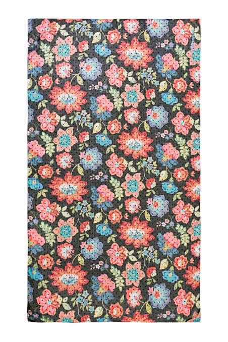 Pashmina "Caribou" Negro Flores Dama DESIGUAL