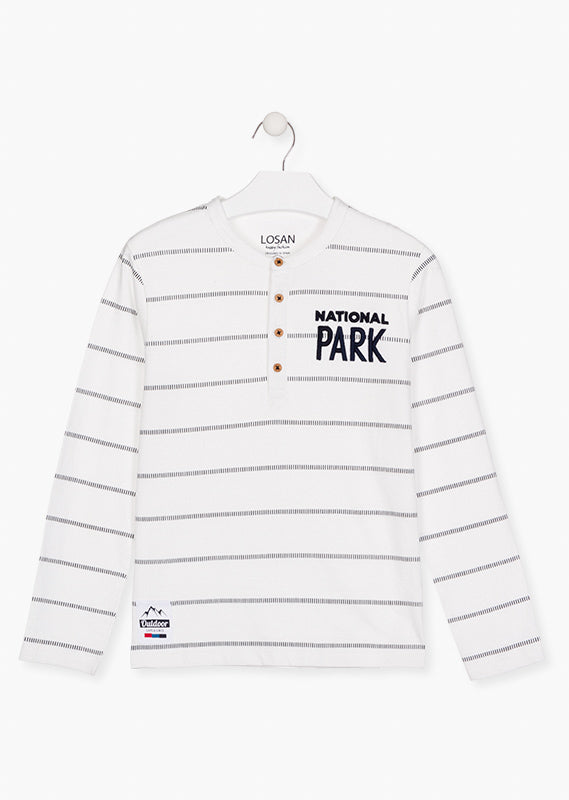Camiseta cuadro crudo rayas niño Losan
