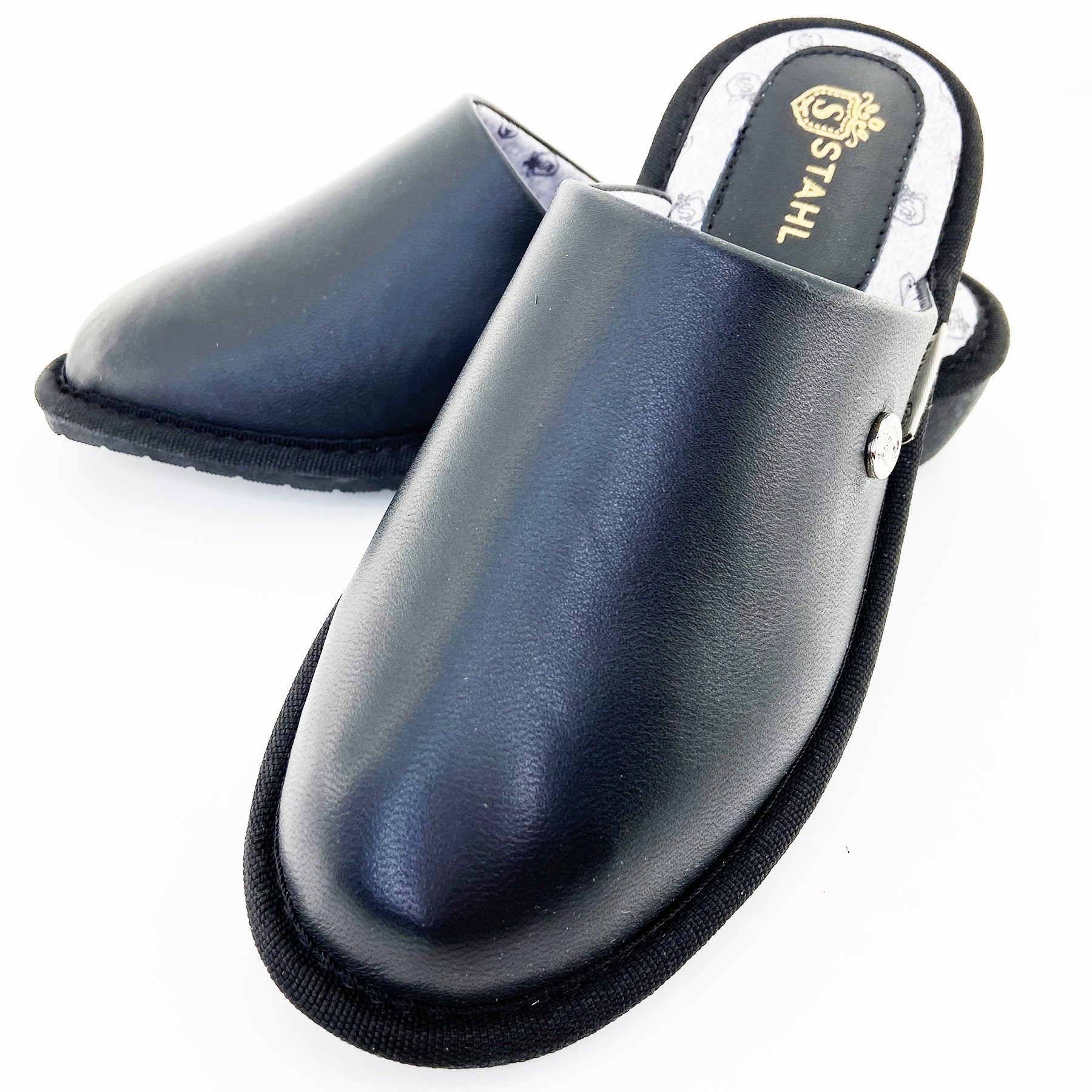 Pantufla Piel Genuina Para Dama Color Nergro STAHL