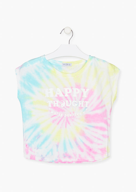 Playera con estampado tie dye para niña Losan.