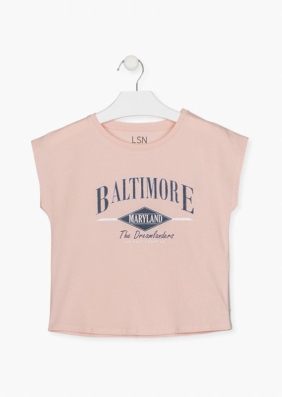 Playera rosa palo "BALTIMORE" para niña Losan