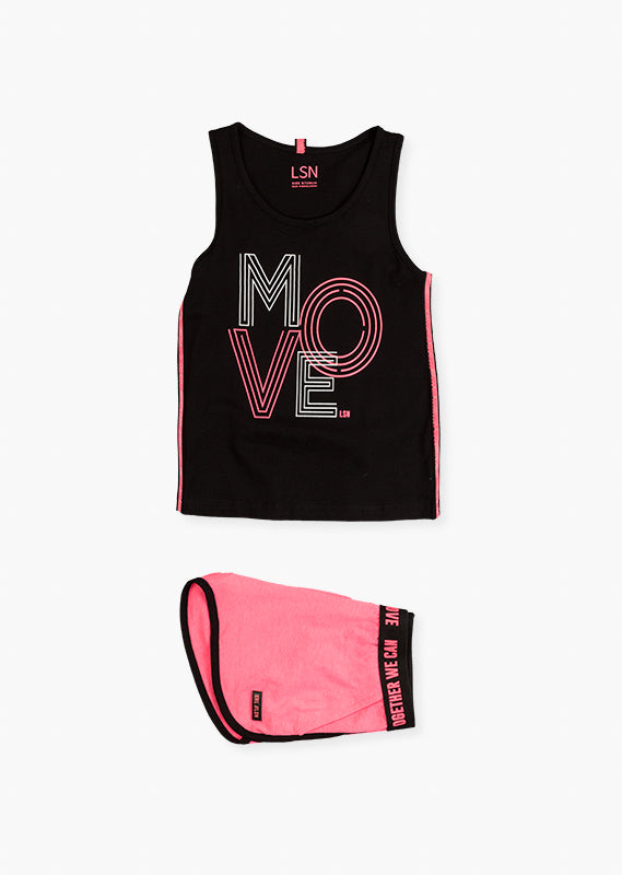 Conjunto deportivo de camiseta y short "MOVE" para niña Losan