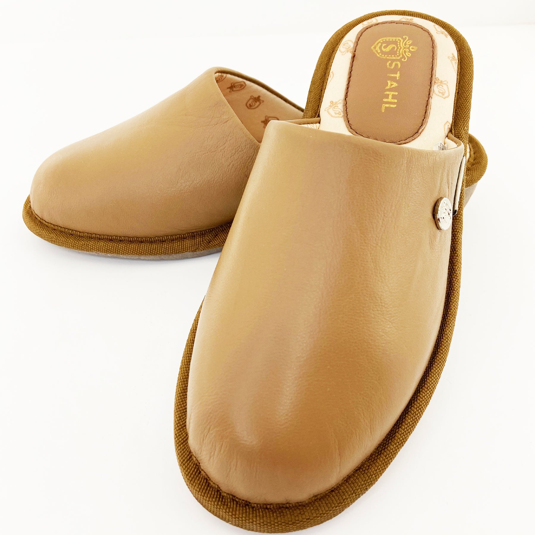 Pantufla Piel Genuina Para Dama Color Miel STAHL