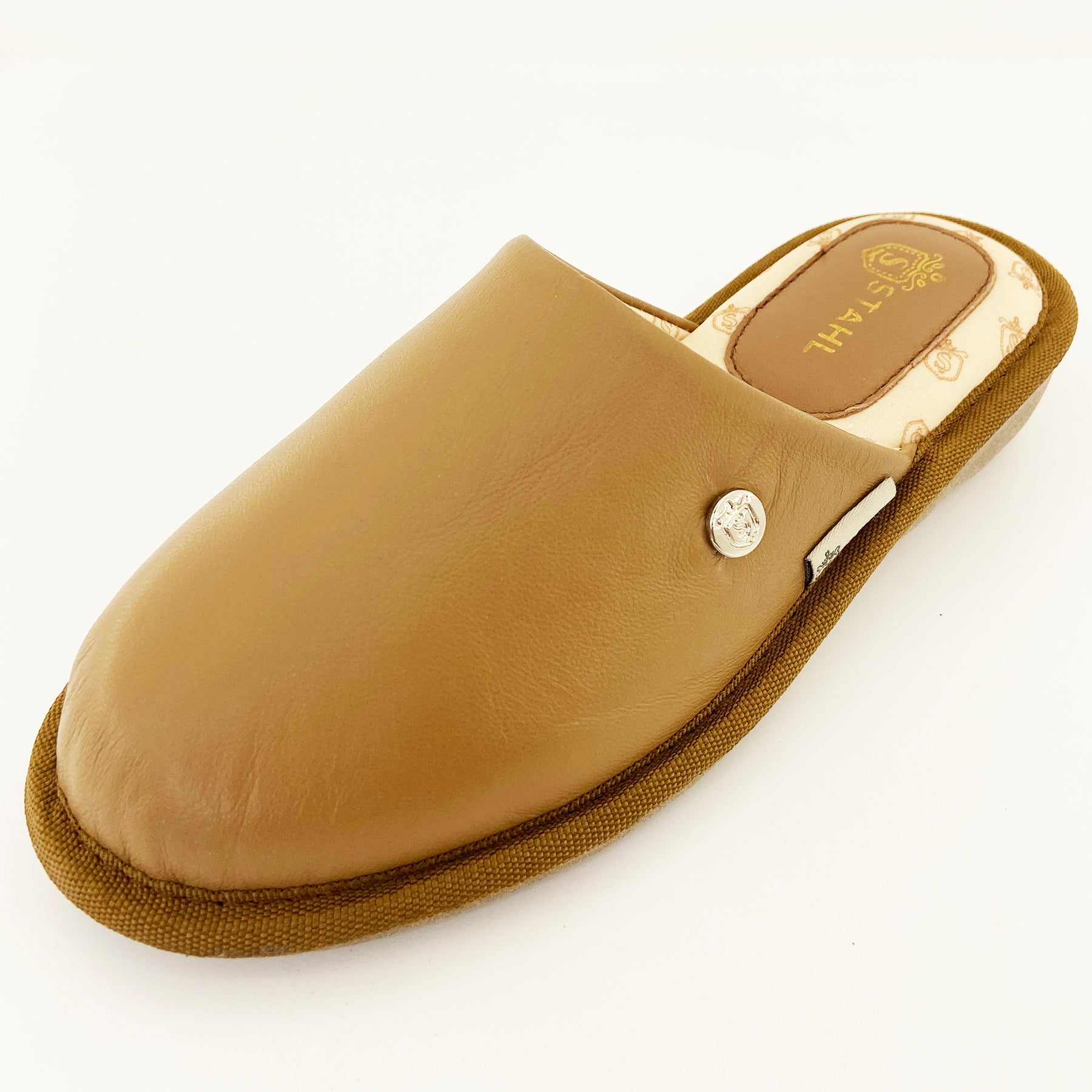 Pantufla Piel Genuina Para Dama Color Miel STAHL