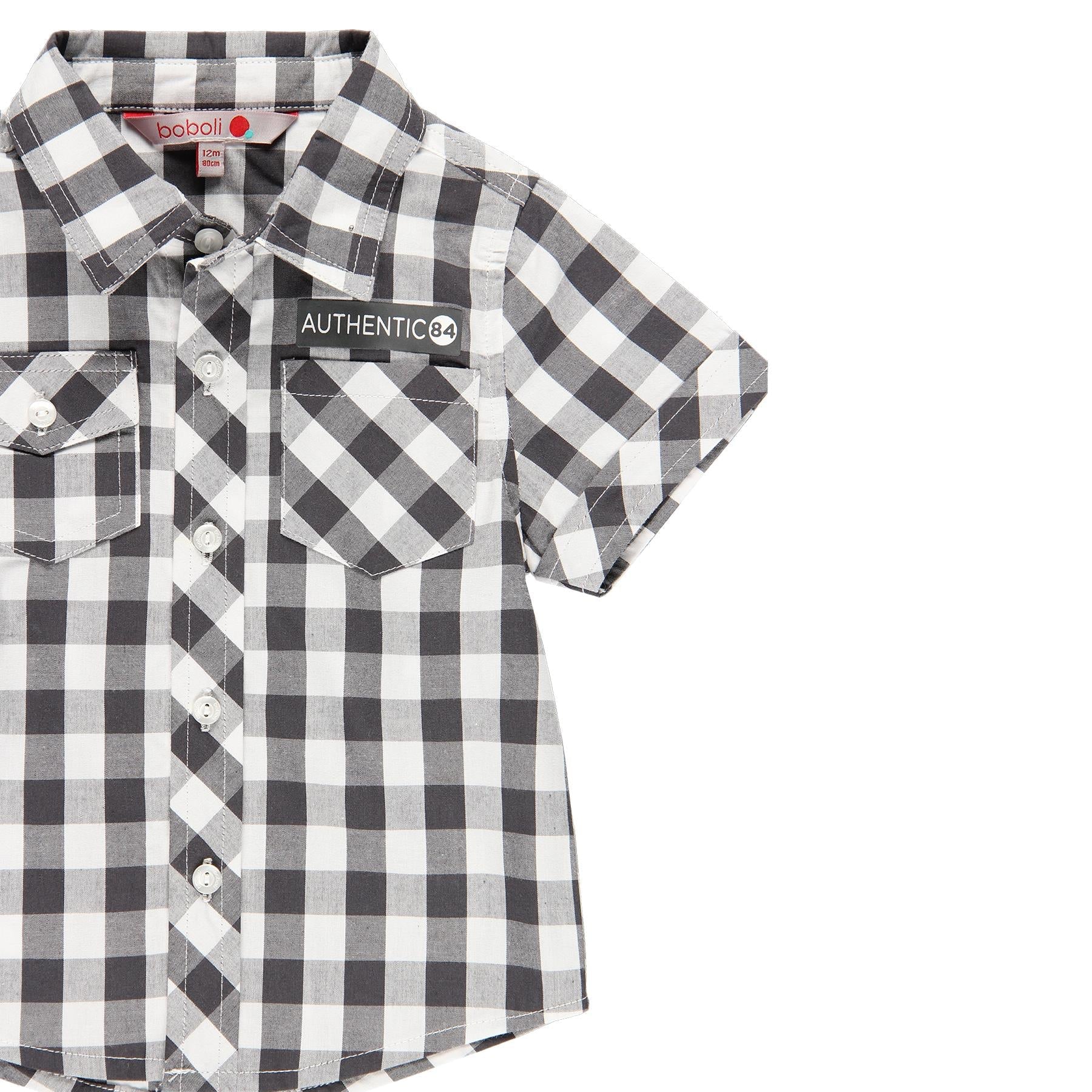 Camisa Cuadros de popelín estampado "AUTHENTIC 84" para bebé niño BOBOLI