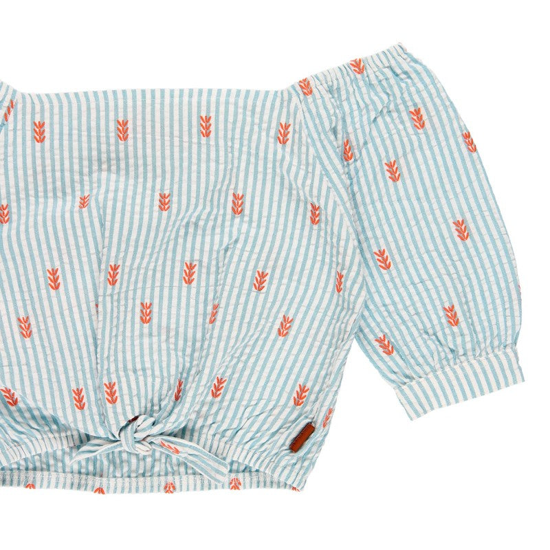 Blusa Azul de popelín para niña BOBOLI