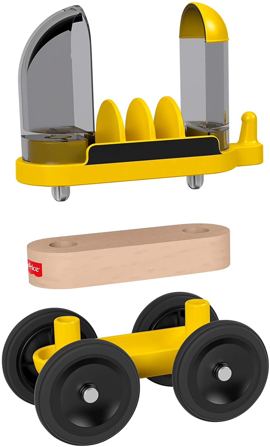 Fisher-Price Wonder Makers Slide & Ride Schoolyard – Juego de construcción y pista de madera para niños de 3 años y más