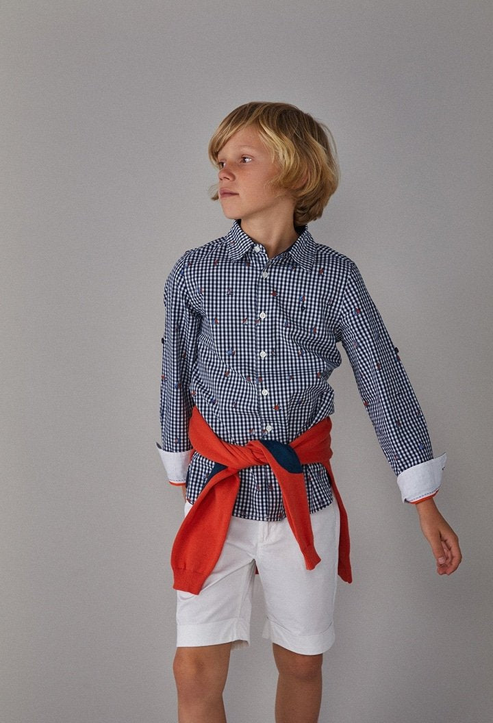 Camisa cuadros de popelín para niño BOBOLI