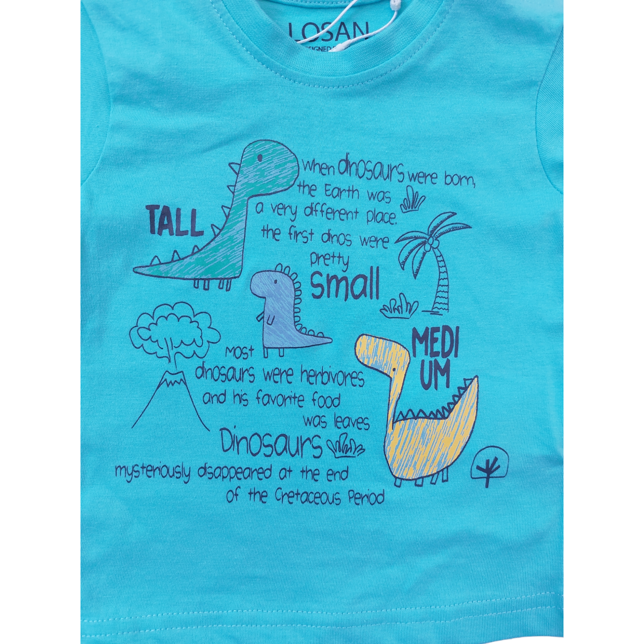 Playera azul "TALL, SMALL, MEDIUM" para bebé niño Losan