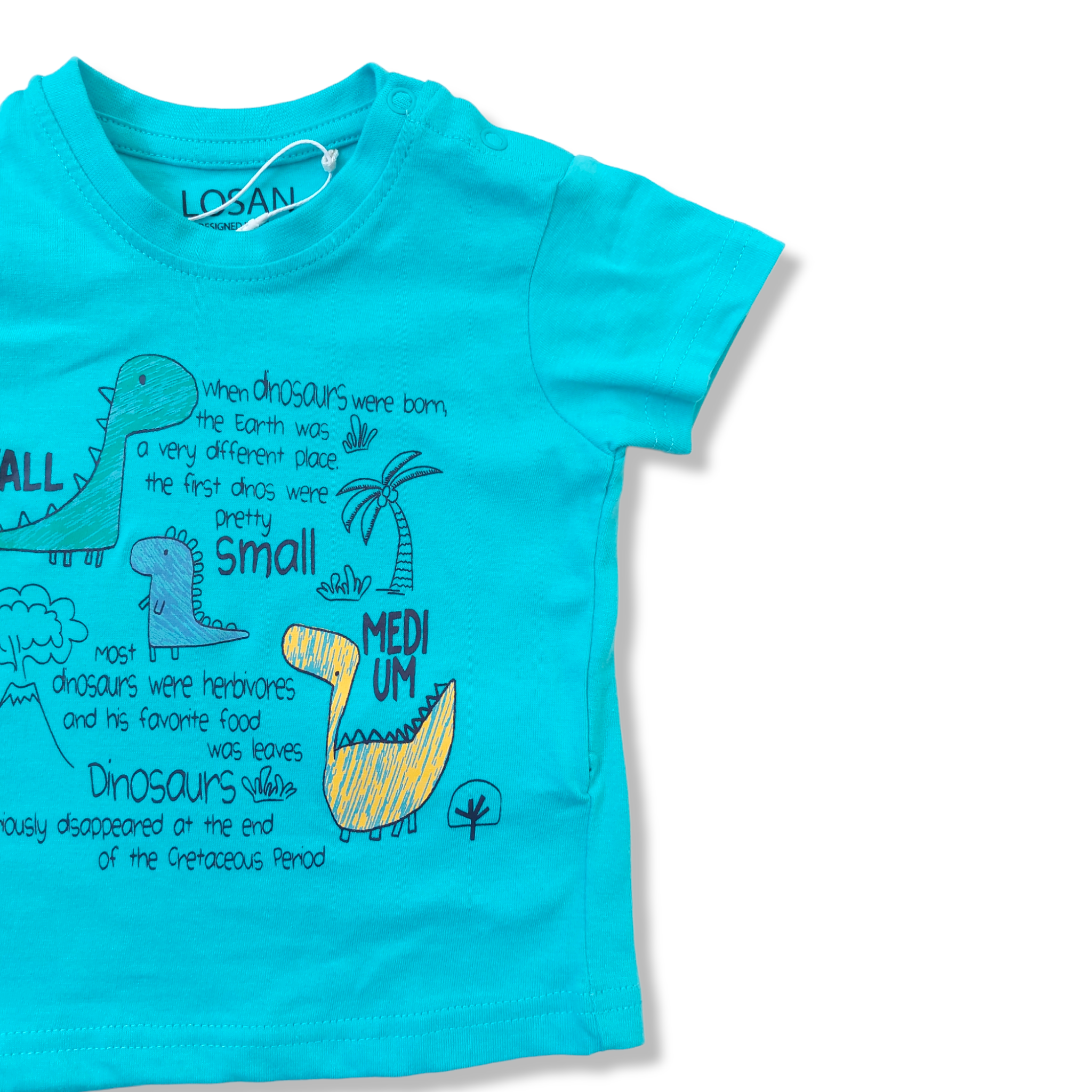 Playera azul "TALL, SMALL, MEDIUM" para bebé niño Losan