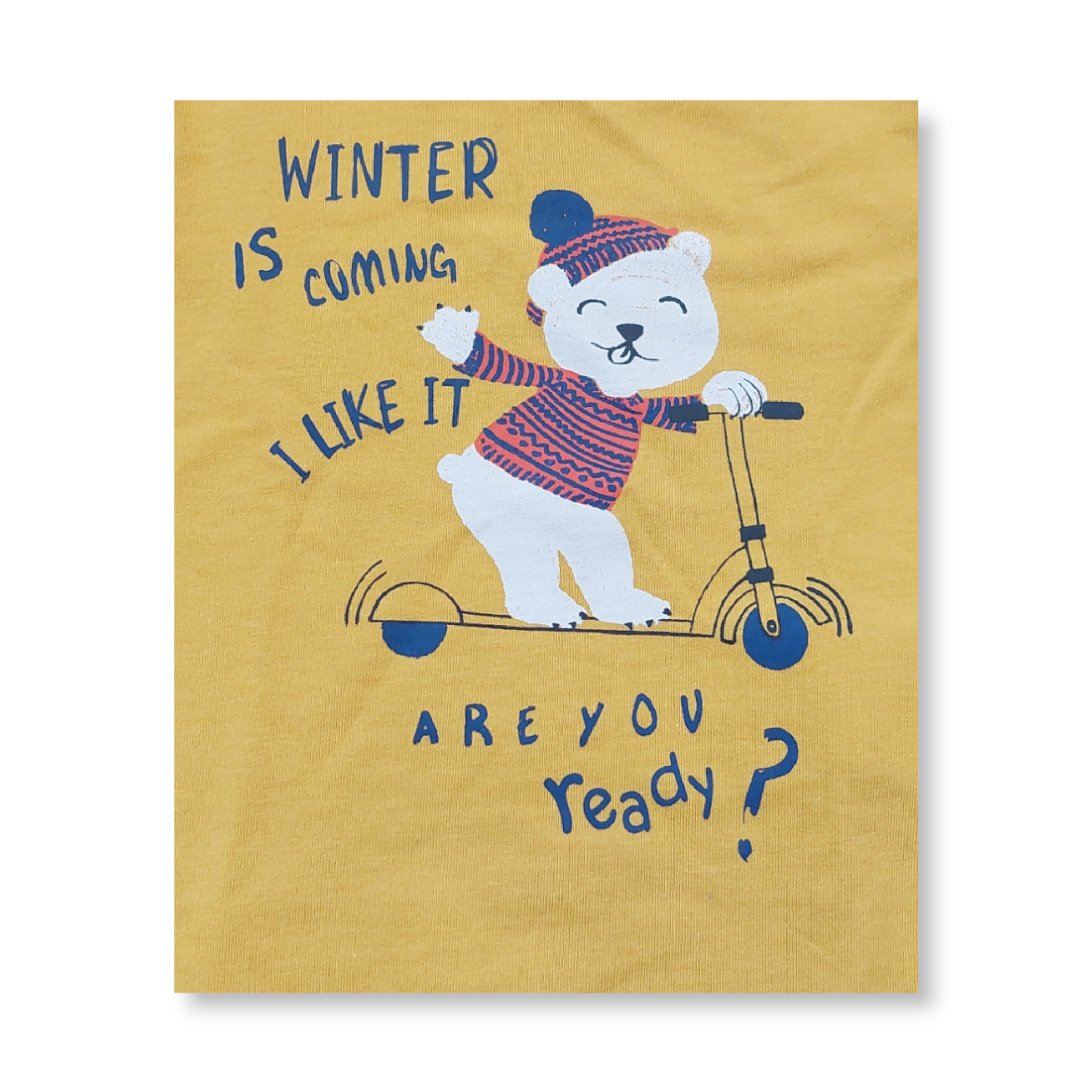 Playera amarilla oso “WINTER IS COMING I LIKE IT ARE YOU READY” bebé niño losan