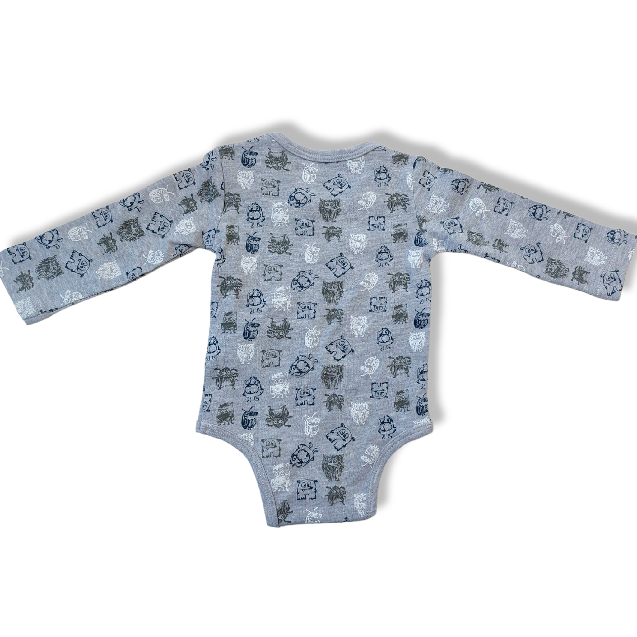 Body 2 piezas gris “Shhh! don’t be afraid they are JUST MONSTERS” niño Losan