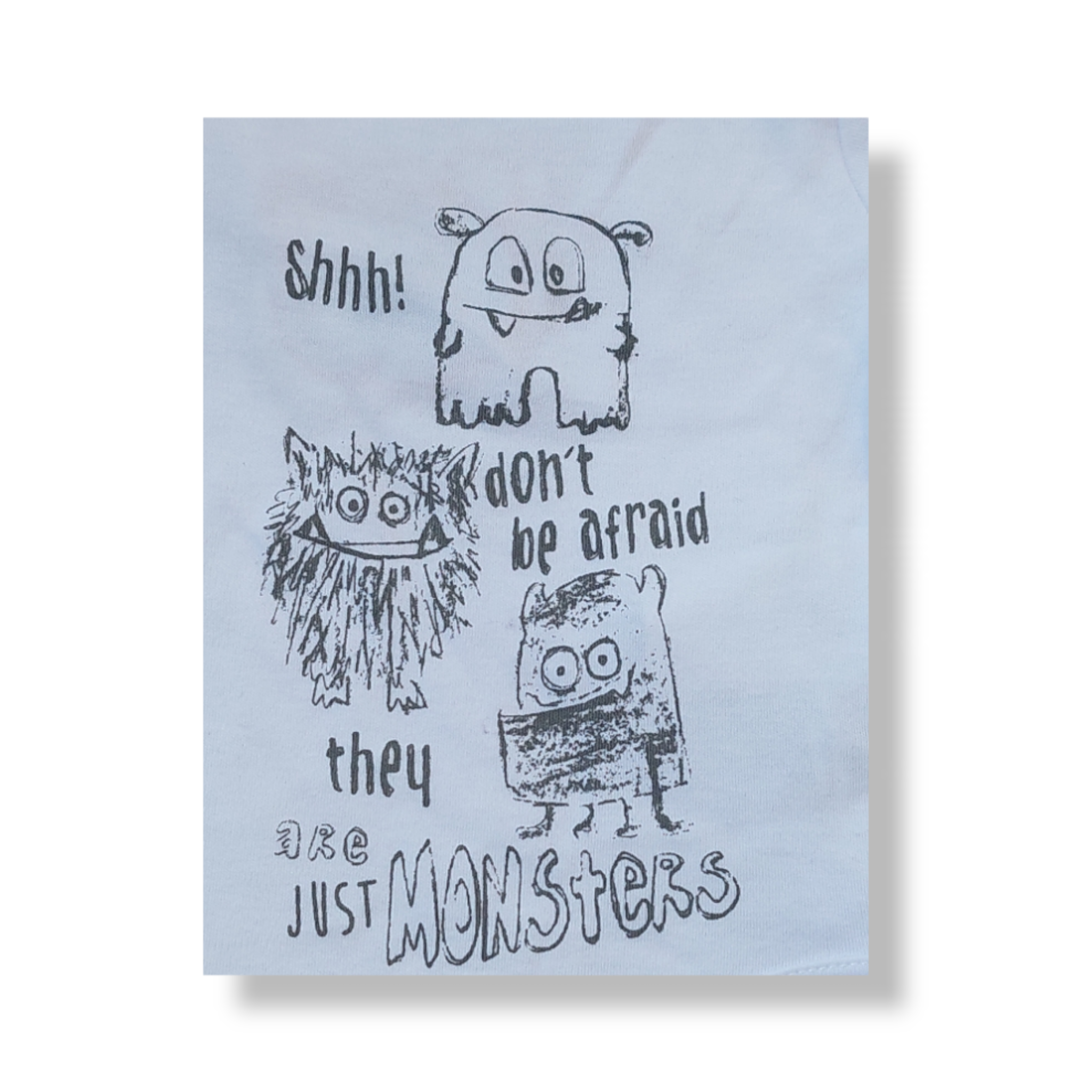 Body 2 piezas gris “Shhh! don’t be afraid they are JUST MONSTERS” niño Losan